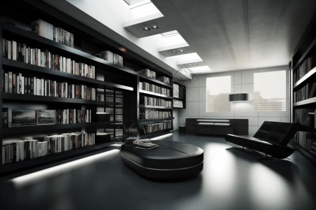一个极简主义的图书馆图片