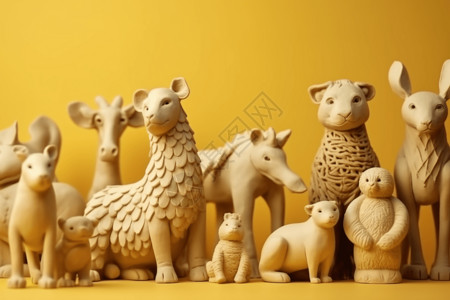 羊玩具不同动物雕塑设计图片