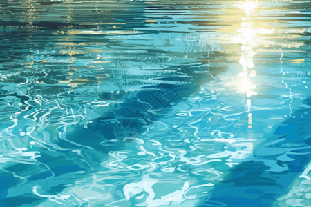 清澈的泳池海水波光粼粼休闲高清图片素材