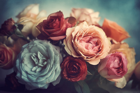 梦幻的玫瑰花束图片