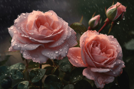 雨中漂亮的玫瑰图片