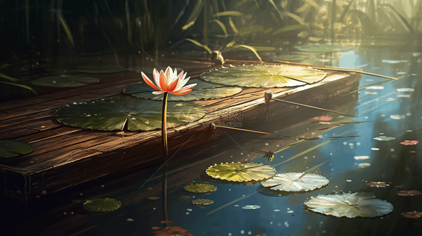 夏季池塘的睡莲图片