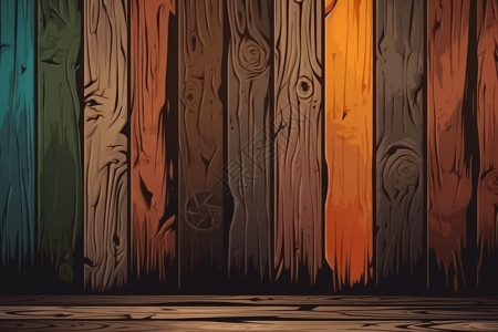 插画彩色木质地板图片