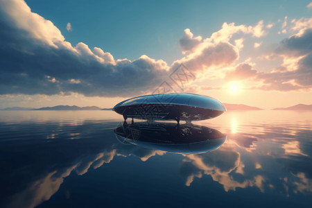 汽车海广阔海面上的悬浮汽车设计图片