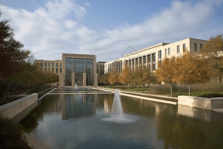 校园湖建筑设计背景图片