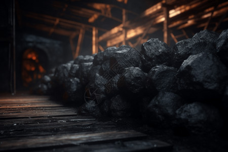 矿石煤炭在煤矿中设计图片