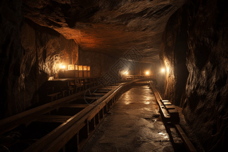 隧道和发光的盐沉积物高清图片