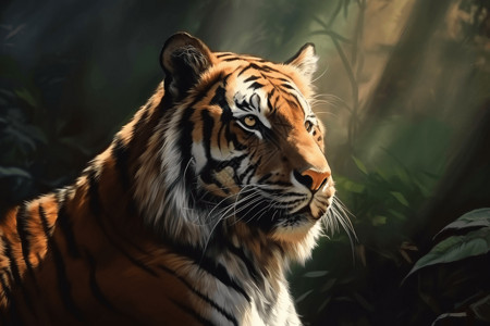 丛林中的老虎高清背景图片