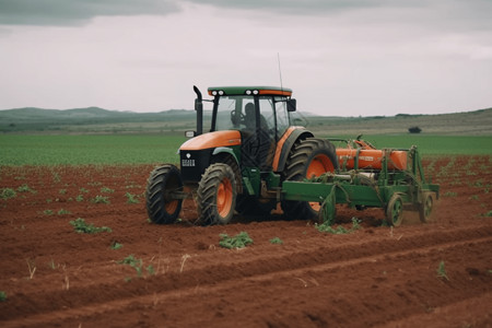土壤养分农民使用机器施肥设计图片