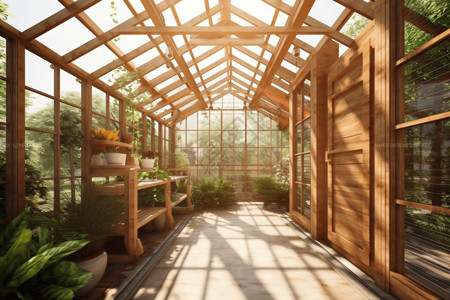现代建筑特写木制温室视角设计设计图片