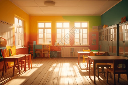 阳光下的儿童教室图片