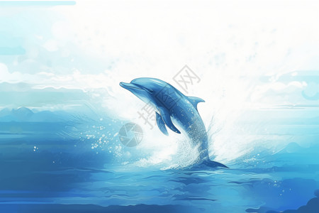 海豚跳跃海洋背景背景图片