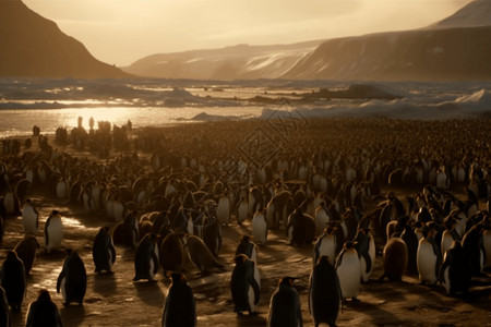 企鹅广角镜头背景图片
