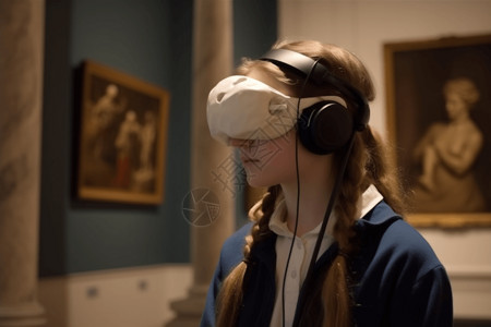 VR博物馆学生使用VR技术学习背景