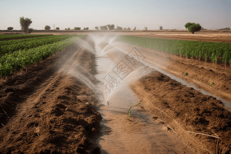 干旱地区节水灌溉系统高清图片