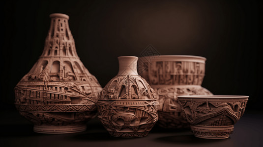 文创街区粘土陶器设计图片