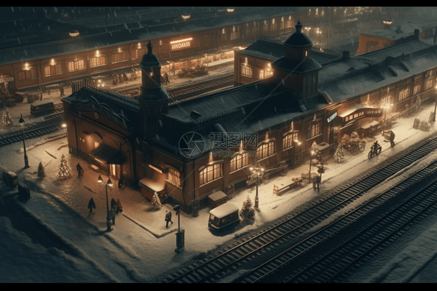 冬季雪地火车站图片