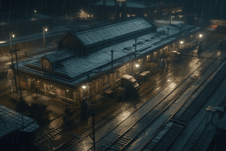 冬季火车站背景图片