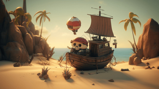 沙滩海盗冒险海盗登岛设计图片