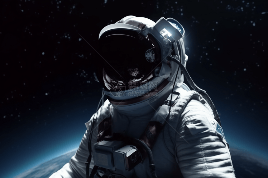 穿着宇航服在实验室360度体验中探索宇宙图片