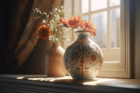3d花瓶花瓶的粘土模型背景