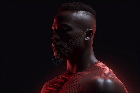 阴影强运动员的3D肖像图片
