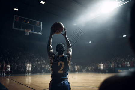 球员投篮的动态构图高清图片
