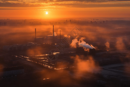 工业冶金厂黎明污染空气设计图片