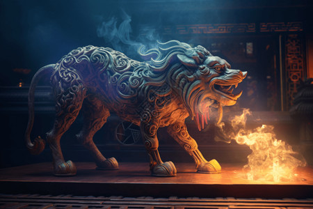 火焰狮子游戏CG中的神兽设计图片