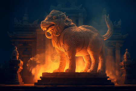 龙安寺神庙中的野兽设计图片