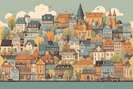 虚构城镇的插图图片