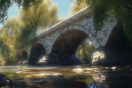 河流上的石桥图片