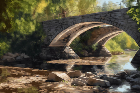 河流上的拱桥图片