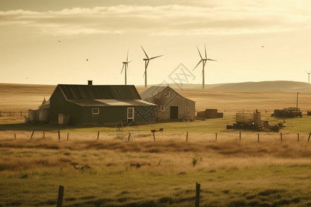 农场里的风力发电装置图片