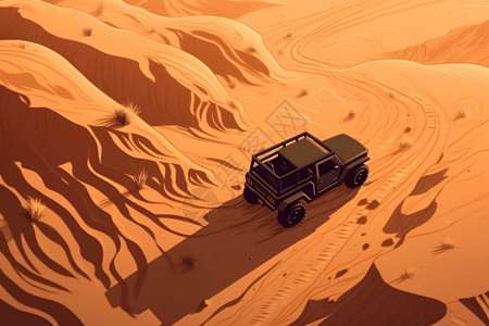 荒漠中的越野车背景图片