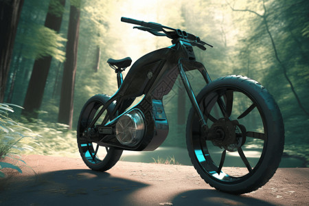 森林里的电动自行车图片