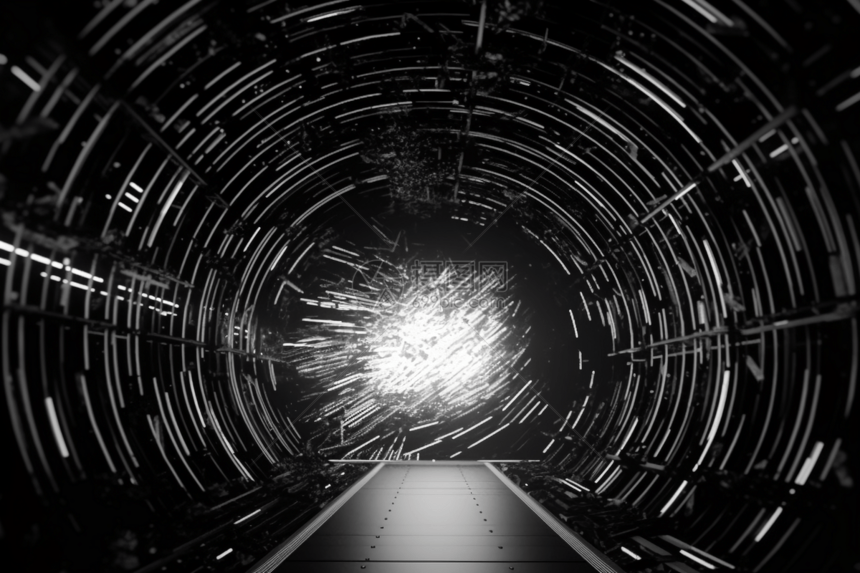 黑白色线条隧道图片