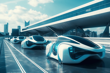 未来城市的汽车背景图片