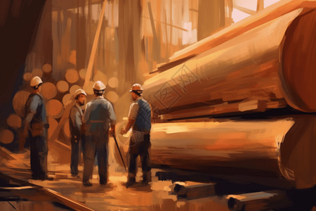 木材行业工人图片