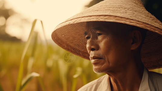 种植杂交水稻的农民图片