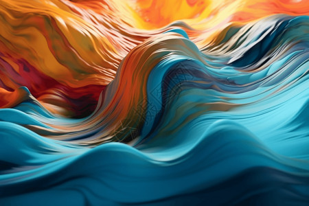 海洋3D画3D彩色流体背景设计图片