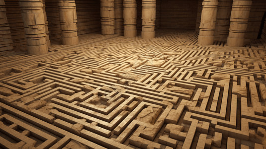 地板结构3d迷宫插画