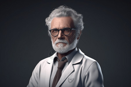 灰色肖像白头发的科学家设计图片