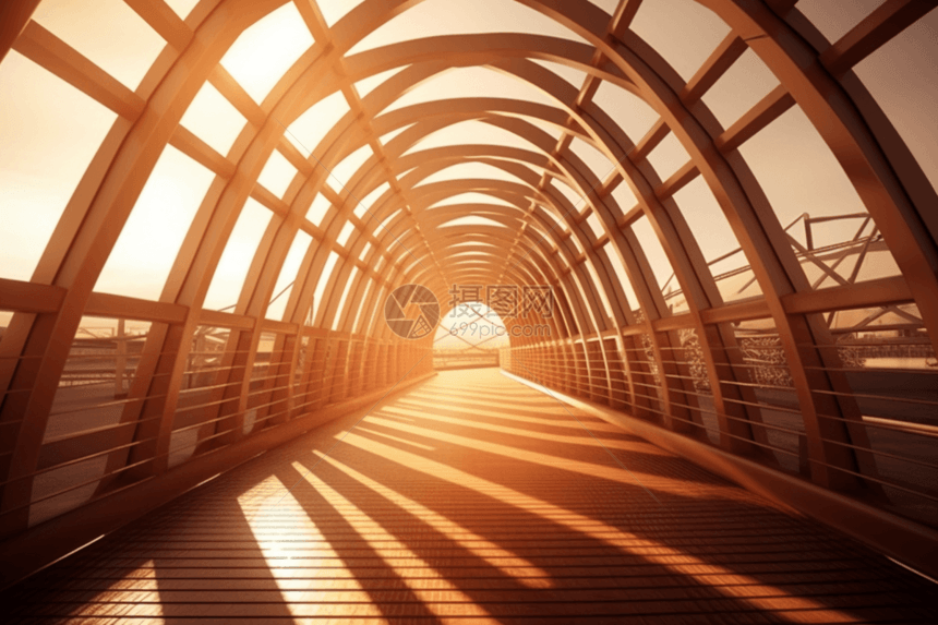 夕阳下的拱桥图片