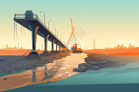 混凝土桥崭新的铁路插画