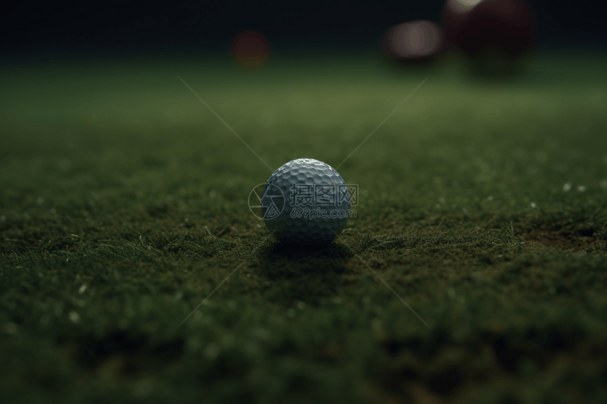 被遗忘在草地上的高尔夫球图片