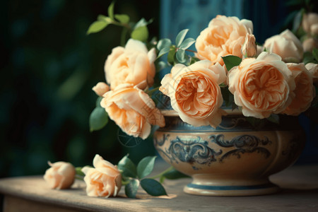 花瓶中的一束玫瑰图片