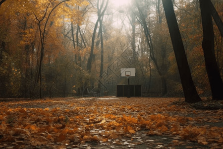 秋天户外篮球场图片