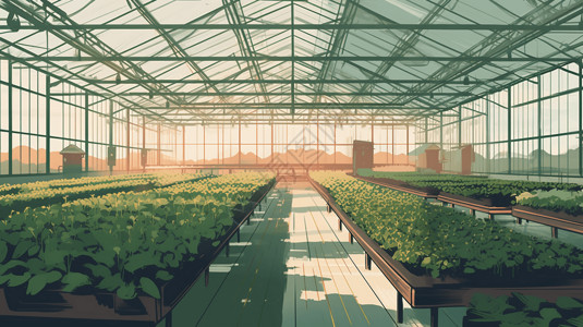 工业农业工业规模的温室插画