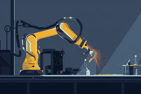 自动化焊接工业机械臂插画